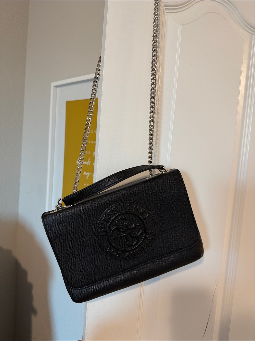 GUESS Black Chain Strap Crossbody Bag